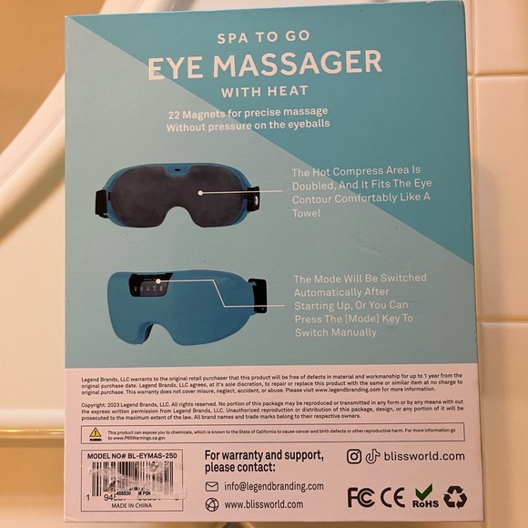 Bliss Spa to Go Eye Massager Rechargeable Cordless Like New in Box - Picture 3 of 4